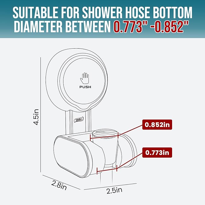 TAILI Shower Head Holder Suction Cup, handheld Shower Head Bracket, Height - Image 2
