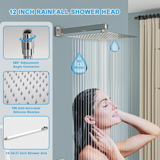 Lordear Rain Shower System Wall Mounted Shower Faucet Set - Image 3