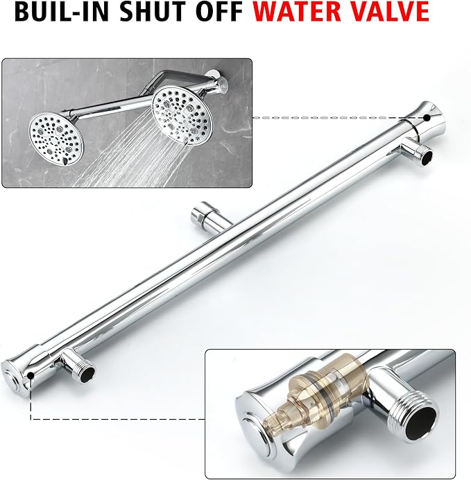 sumerain Luxurious 6" High Pressure Dual Shower Head Combo - Image 4