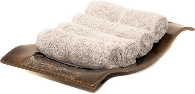 Mosobam Luxury Turkish Towels Set of 4 Washcloths 13X13 Light Grey 700 GSM by Mosobam