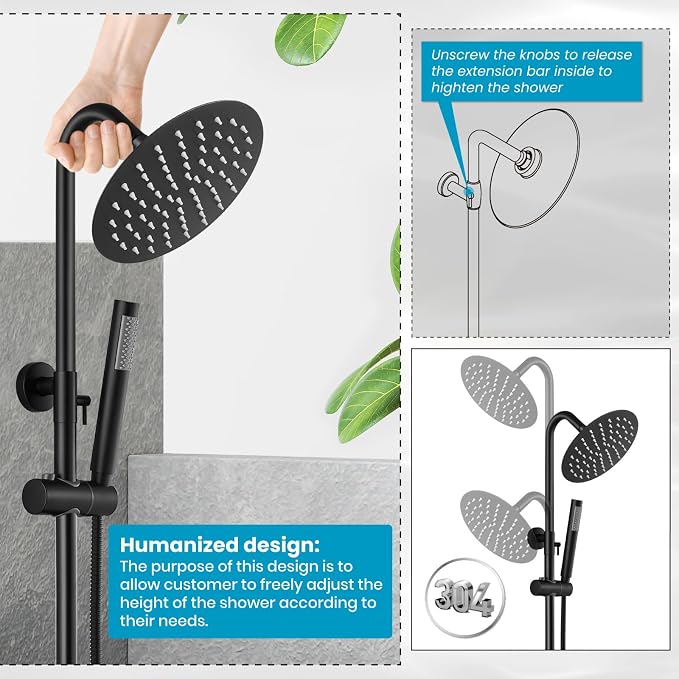 gotonovo SUS304 Outdoor Shower Fixture High Pressure Shower System Wall Mount 2 - Image 6