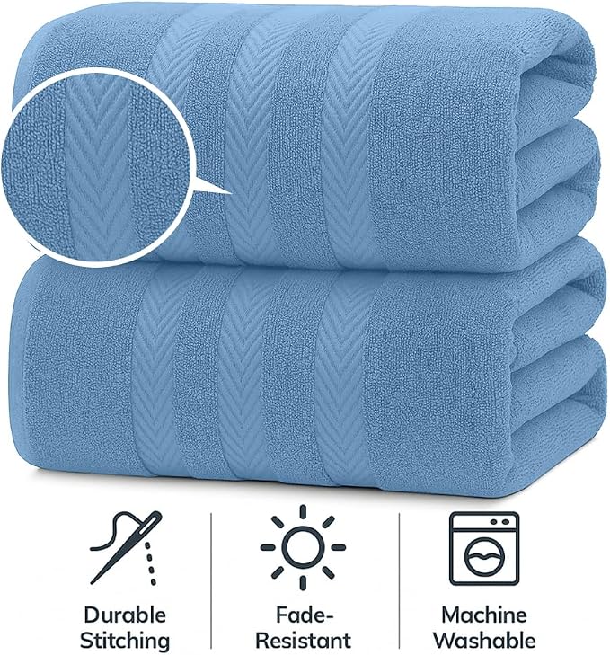 RIVERSIDE Pack of 2 Extra Large Bath Sheets 35 x 70 Inches - Image 3