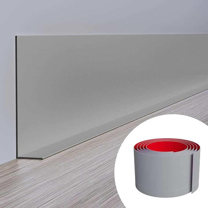 Duzzy Flexible Baseboard Molding Trim, 5 Inch x 60 Feet Peel and Stick Rubber by Duzzy