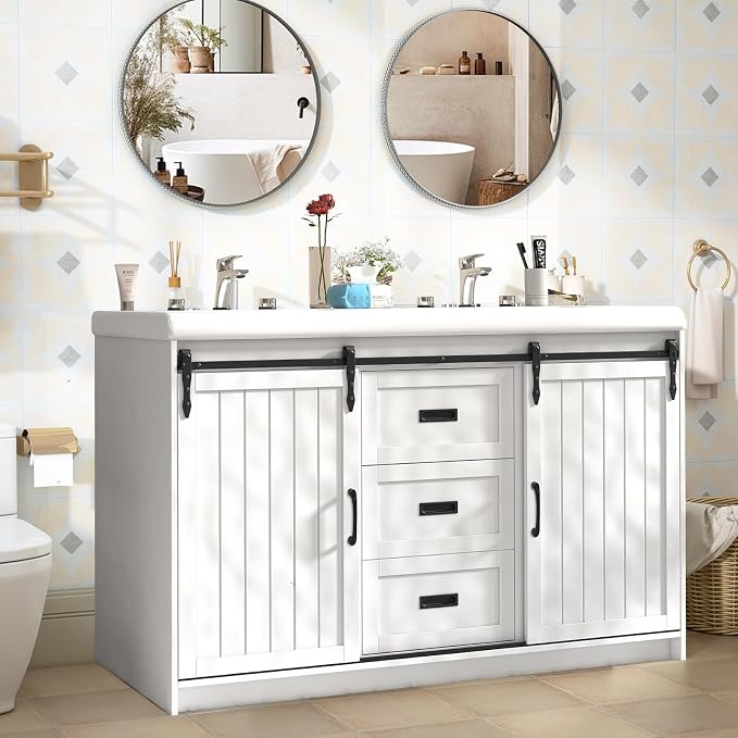 47'' Bathroom Sink Vanity Combo, Large Freestanding Double Bath Vanity Sink Set - Image 3