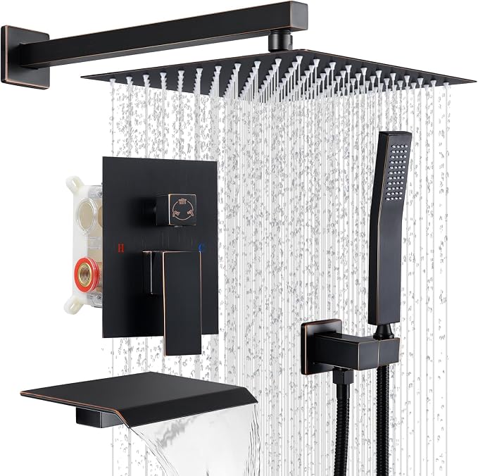 Rain Shower Faucet Set Wall Mounted Rainfall by IUERASD