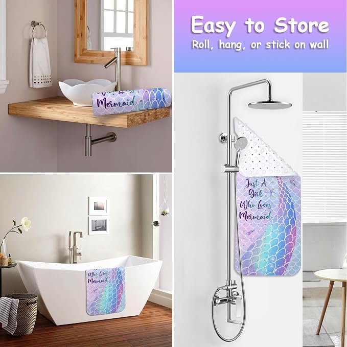 Bathtub Mat Non Slip, Mermaid Extra Long Bath tub Mat Shower Floor Mat - Image 4