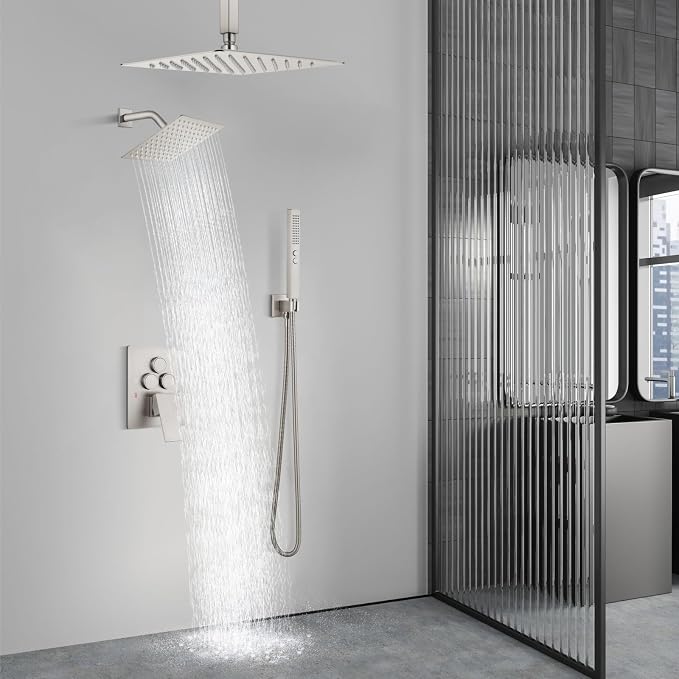 Aolemi Shower Faucet Set Ceiling Mount Shower System Rough-in Valve and Shower - Image 8