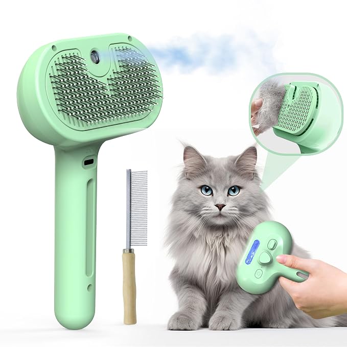 Pet Grooming Brush with Electronic Mist Spray - Image 2