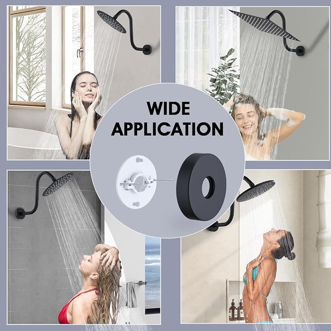 Shower Head Arm 10 Inch Matte Black, S Shaped Shower Head Extender Arm - Image 6