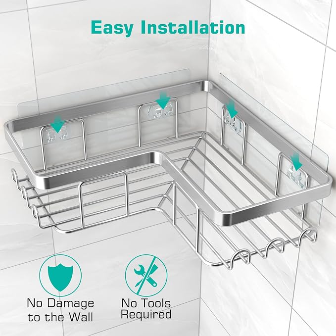 YASONIC Corner Shower Caddy, Rustproof Stainless Steel Shower Organizer - Image 5