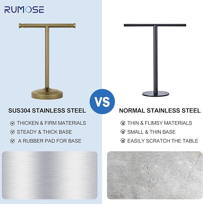 RUMOSE 13 Inch Antique Brass Towel Bar Stand Hand Holder Bathroom Kitchen - Image 5