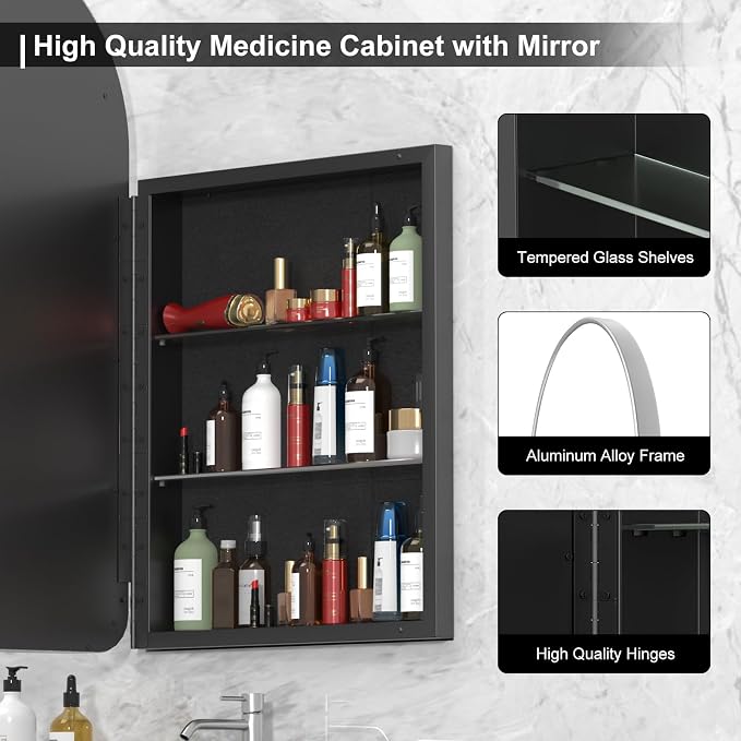 20x31 Inch Arched Medicine Cabinet - Image 3
