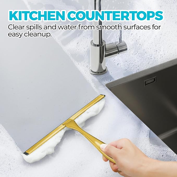 10-Inch Golden All-Purpose Shower Squeegee - Image 5