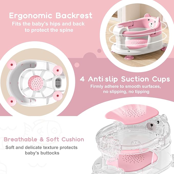 Baby Bath Seat for Babies 6 Months & Up, Toddler Bath Seats for Babies Sitting - Image 4