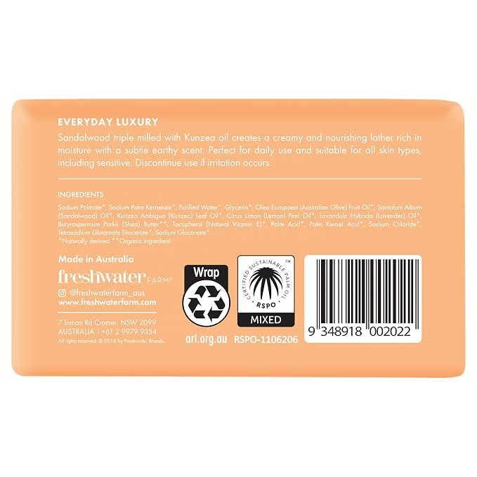 Freshwater Farm Australia Natural Soap Bar- Healing Sandalwood + Kunzea Oil 7oz - Image 2