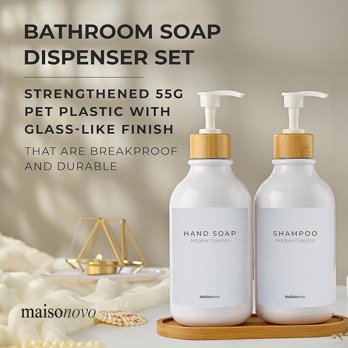 Maisonovo Plastic Soap Dispenser Set | Hand Soap and Dish Soap Dispenser Set | - Image 2