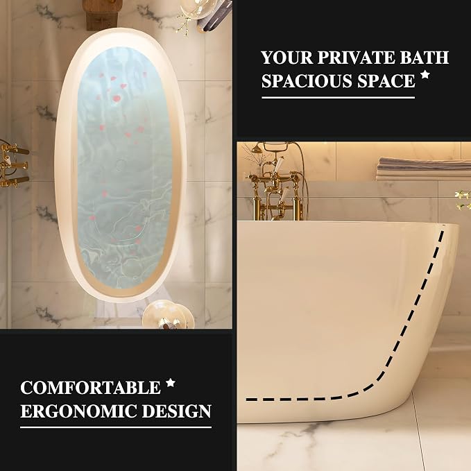 59" Acrylic Freestanding Bathtub, Tap Deck Bathtub, Stand Alone Tub, Soaking Tub - Image 4