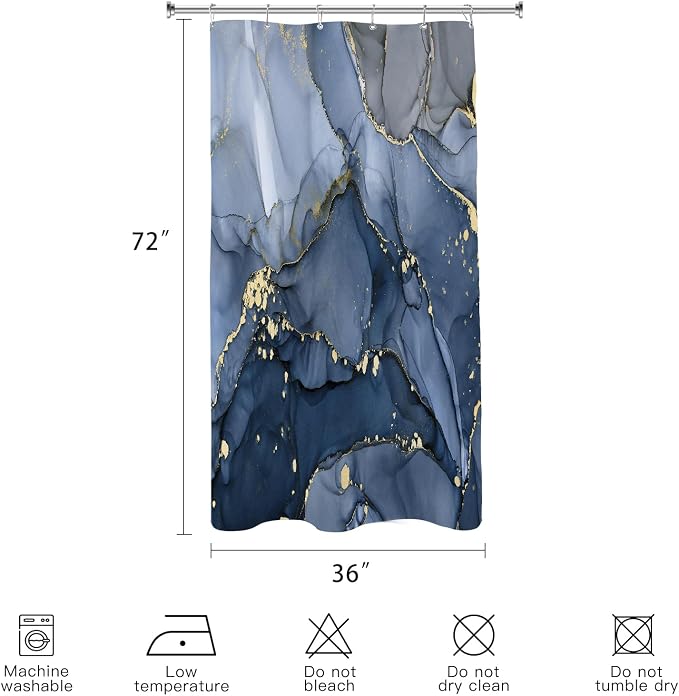 Small Stall Marble Shower Curtain 36 x 72 Inch, Half Narrow Abstract Modern - Image 6