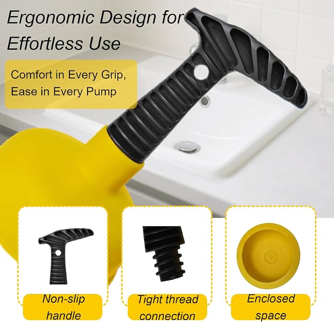 Mini Sink Plunger with Short Handle, Drain Clog Remover Plungers - Image 4