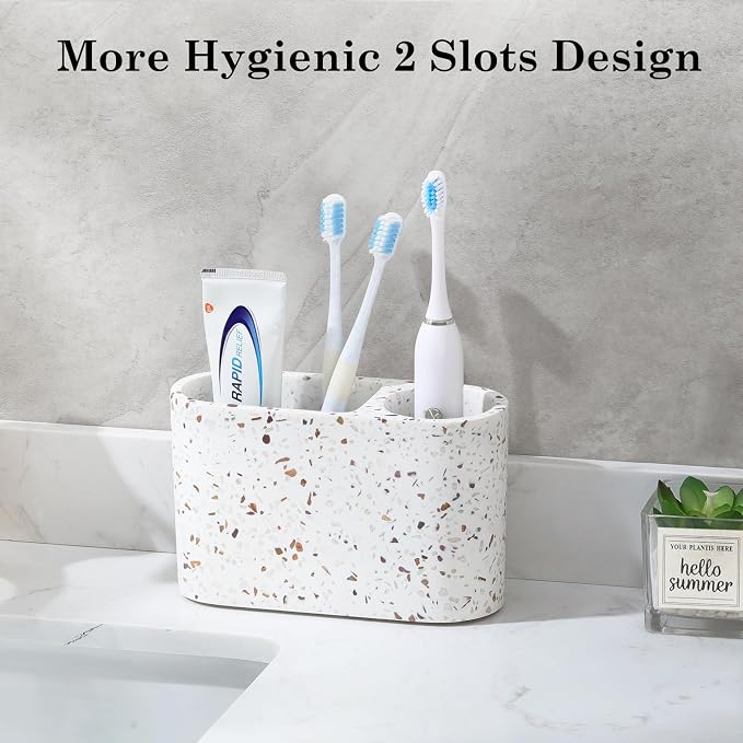 Luxspire Toothbrush Holder, 2 Slots Toothbrush and Toothpaste Holdersfor - Image 3