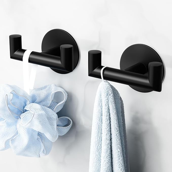 2 Pack Black Bathroom Hooks for Towels - Image 7