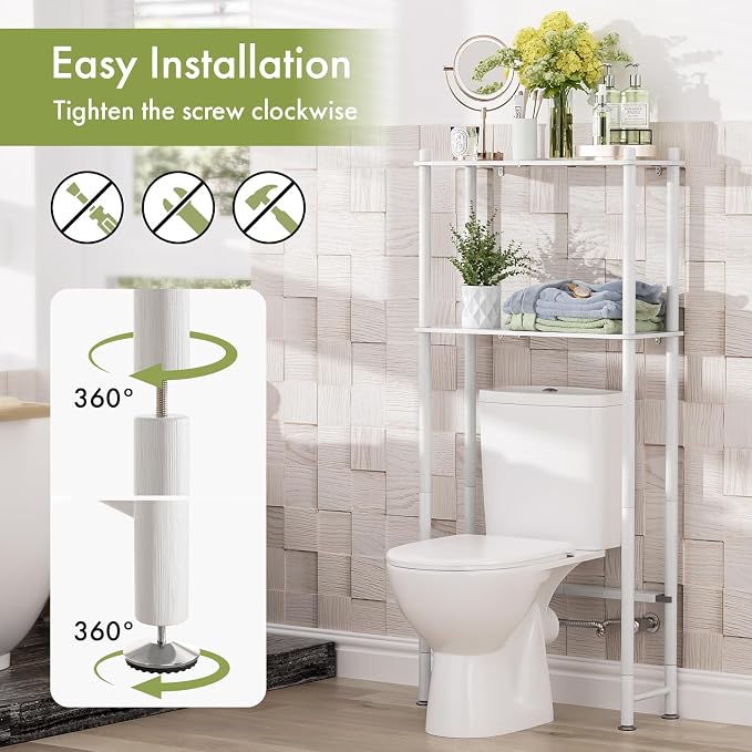AmazerBath Bamboo Over The Toilet Storage Shelf, 2-Tier Over Toilet Bathroom - Image 5