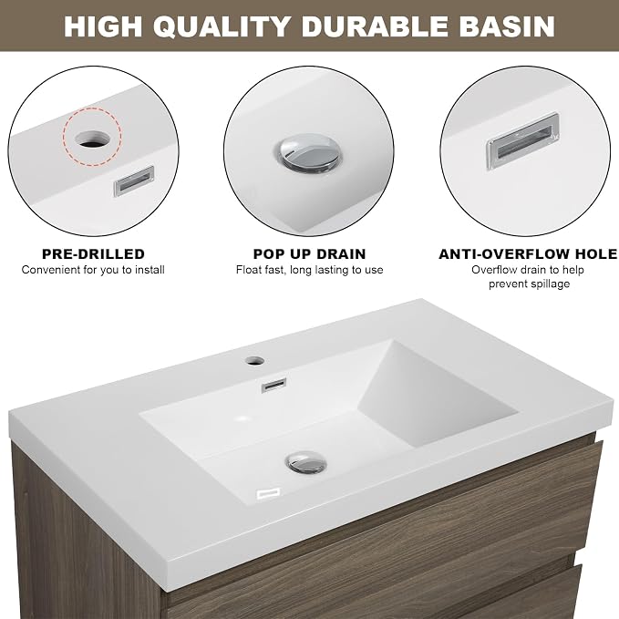 Floating Vanity Bathroom, 36 Inch Bathroom Vanity - Image 4