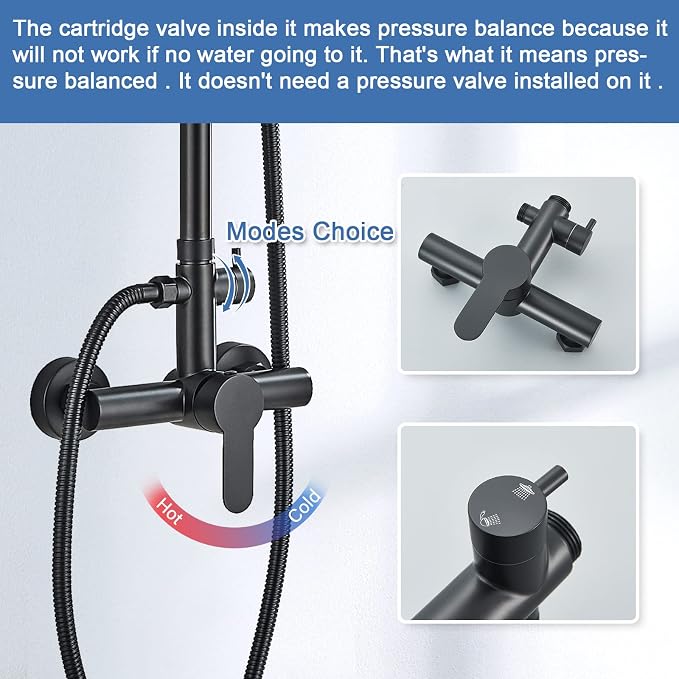 Shower System Matte Black Outdoor Shower Fixtures - Image 7