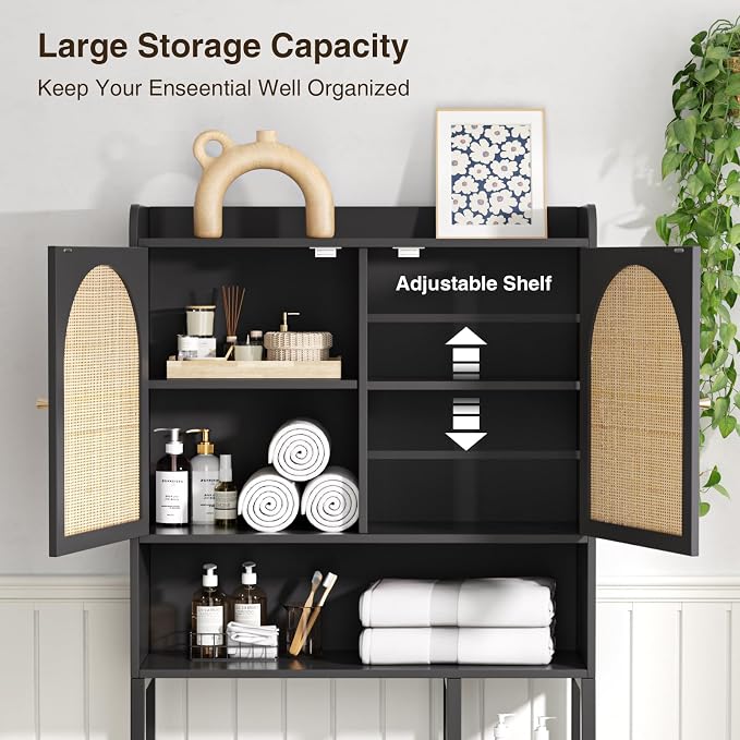 Rattan Over The Toilet Storage Cabinet - Image 4
