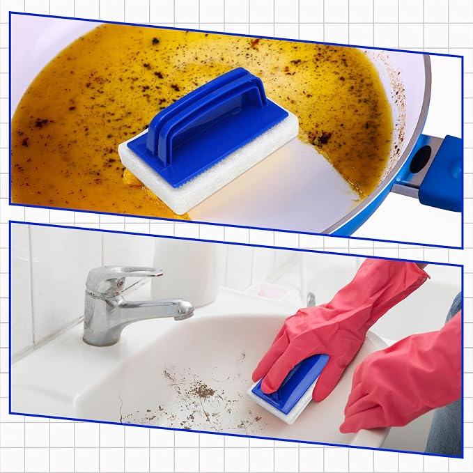 Maxdot 18 Pcs Handled Bath Scrubber Set, 15 Bathroom Scouring Pad 3 Bathtub - Image 5