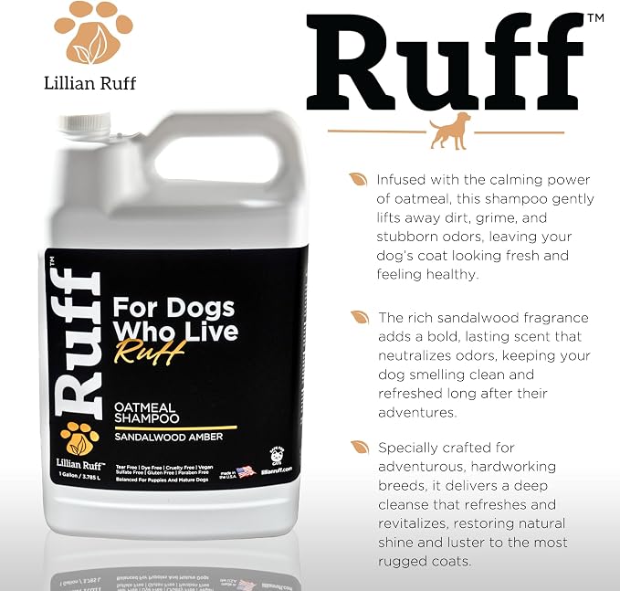 Ruff by Lillian Ruff Oatmeal Dog Shampoo Sandalwood Amber – Moisturizing Pet - Image 4