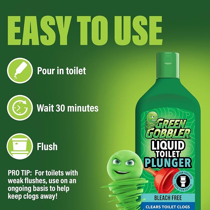 Green Gobbler Liquid Toilet Plunger | Clog Remover | Safe - Image 9