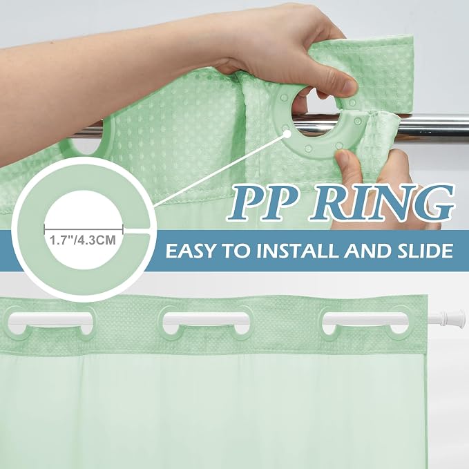 Mint Green Stall No Hook Shower Curtain - Image 3