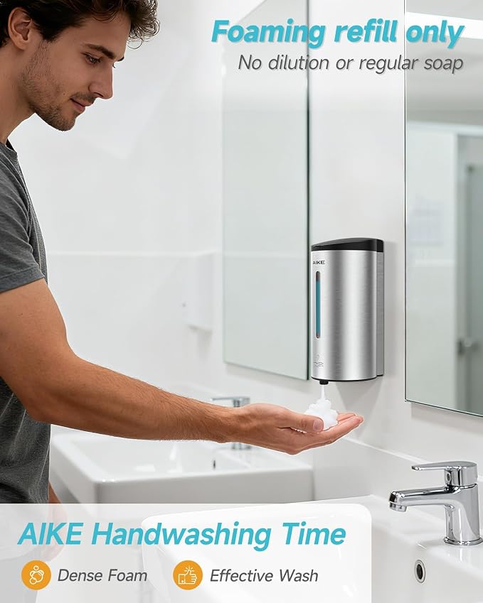 AIKE Wall Mount Automatic Foam Soap Dispenser 25 OZ Commercial Large Capacity - Image 3