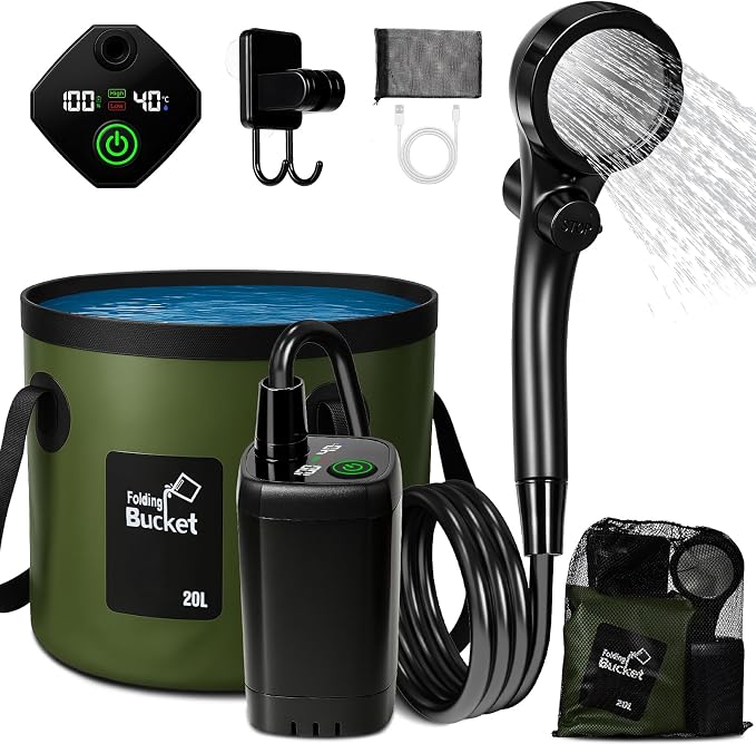 Portable Shower for Camping, 6000mAh Rechargeable Camp Shower Pump by Unknown