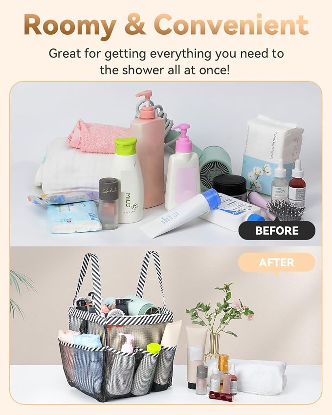 Temede Mesh Shower Caddy Tote, Large Shower Caddy Basket Portable, Quick Dry - Image 5