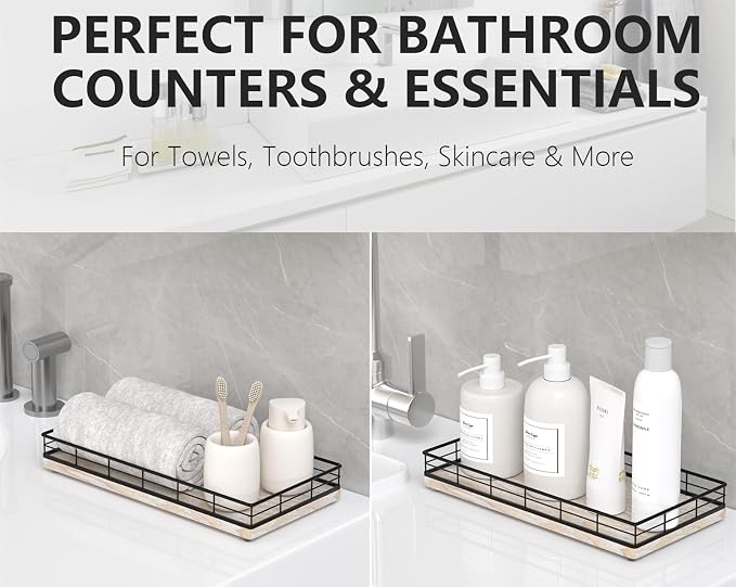 Toilet Paper Basket Organizer – Ash Wood Toilet Tank Tray - Image 4