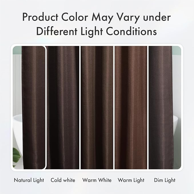 AmazerBath Brown Shower Curtain Waffle Textured, Fabric Shower Curtain Thick - Image 8