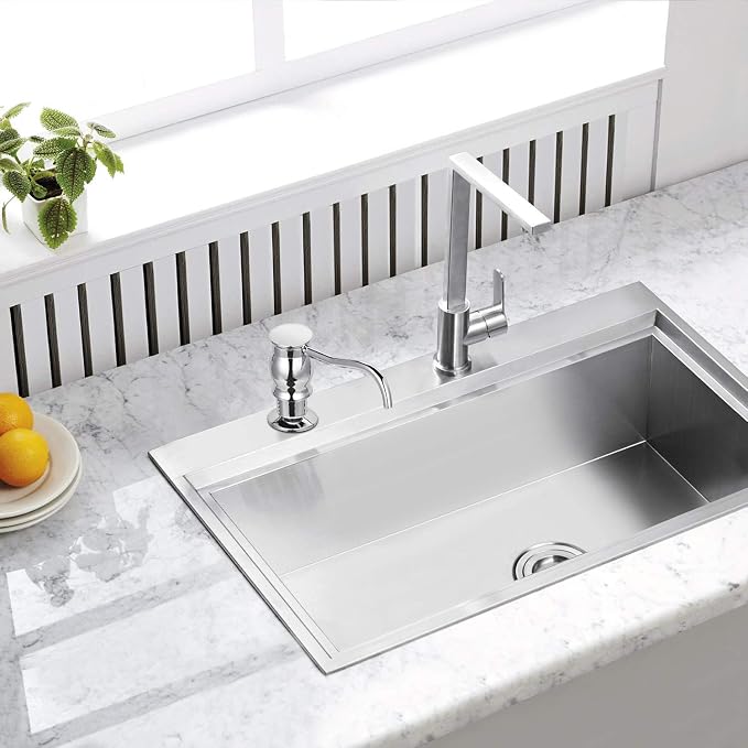 Samodra Kitchen Sink Soap/Lotion Dispenser, Brass Pump Head Chrome Finish 12 OZ - Image 6