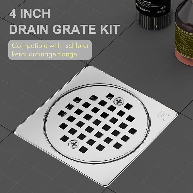 4” Shower Floor Drain Grate Kit Chrome - Image 2
