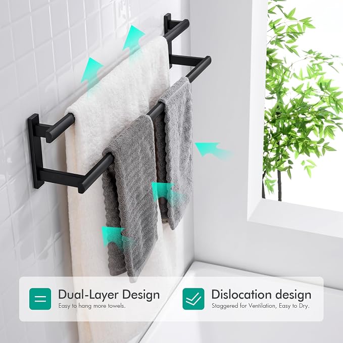 BAGNOLUX Double Towel Bar, SUS304 Towel Racks - Image 5