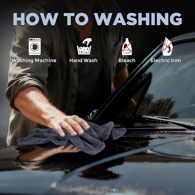 2-Pack 1200GSM Microfiber Car Drying Towels, Extra Large Twisted-Loop Absorbent - Image 7