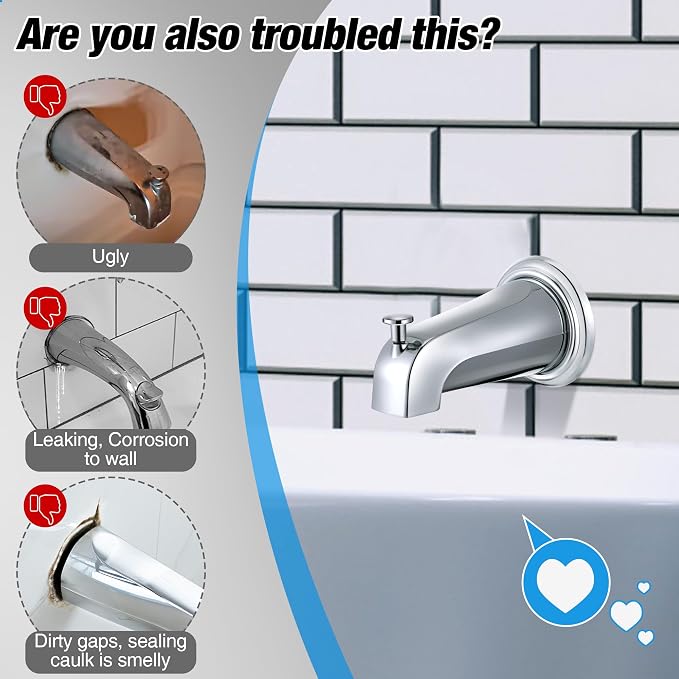 Dreyoo Metal Tub Spout Cover Ring, Bathtub Spout Trim Plate Ring - Image 4