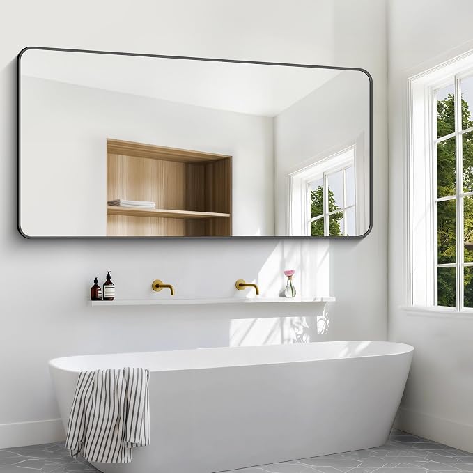 BONEWEI 72x36 inch Large Bathroom Mirror, Wall Mounted Bathroom Frame Vanity - Image 2