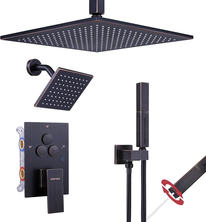 VANFOXLE Shower Faucet Set Oil Rubbed Bronze Shower System, Push Button by VANFOXLE