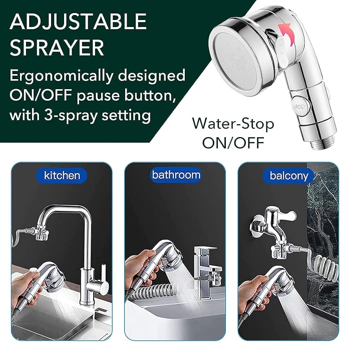 Sink Faucet Sprayer Attachment Set, Kitchen Bathroom Pet Bathing Shower Head - Image 6