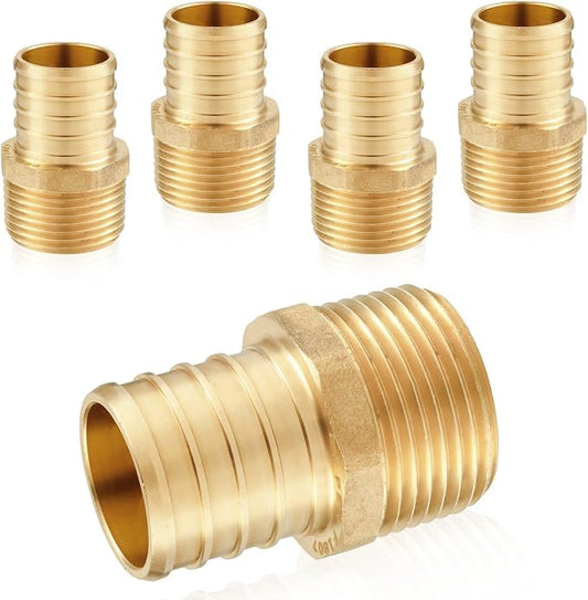 5-Pack HeSun PEX Fittings, 3/4" PEX x 1/2" Male NPT, Brass Crimp Male Adapter by HeSun