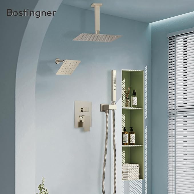 Shower Faucet Set Brushed Nickel Shower System, Bostingner Five Function - Image 2