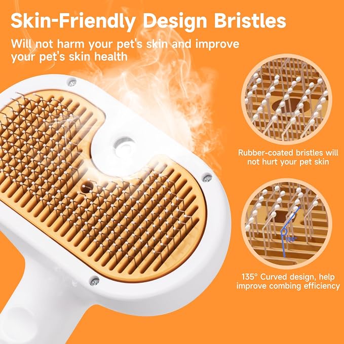 Pet Steam Brush for Dog & Cat – 3-in-1 Spray Hair Removal Comb for Shedding & - Image 6