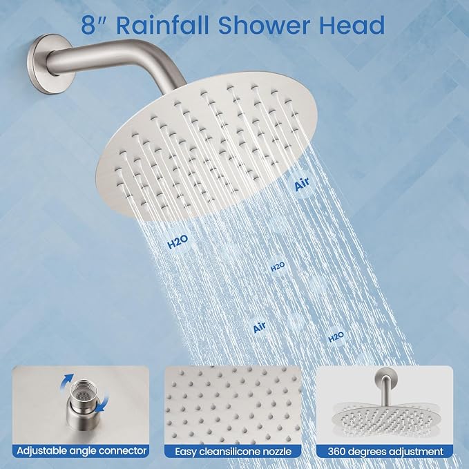 Airuida Shower Fixtures 2 Functions Shower Faucet Set Wall Mounted - Image 8
